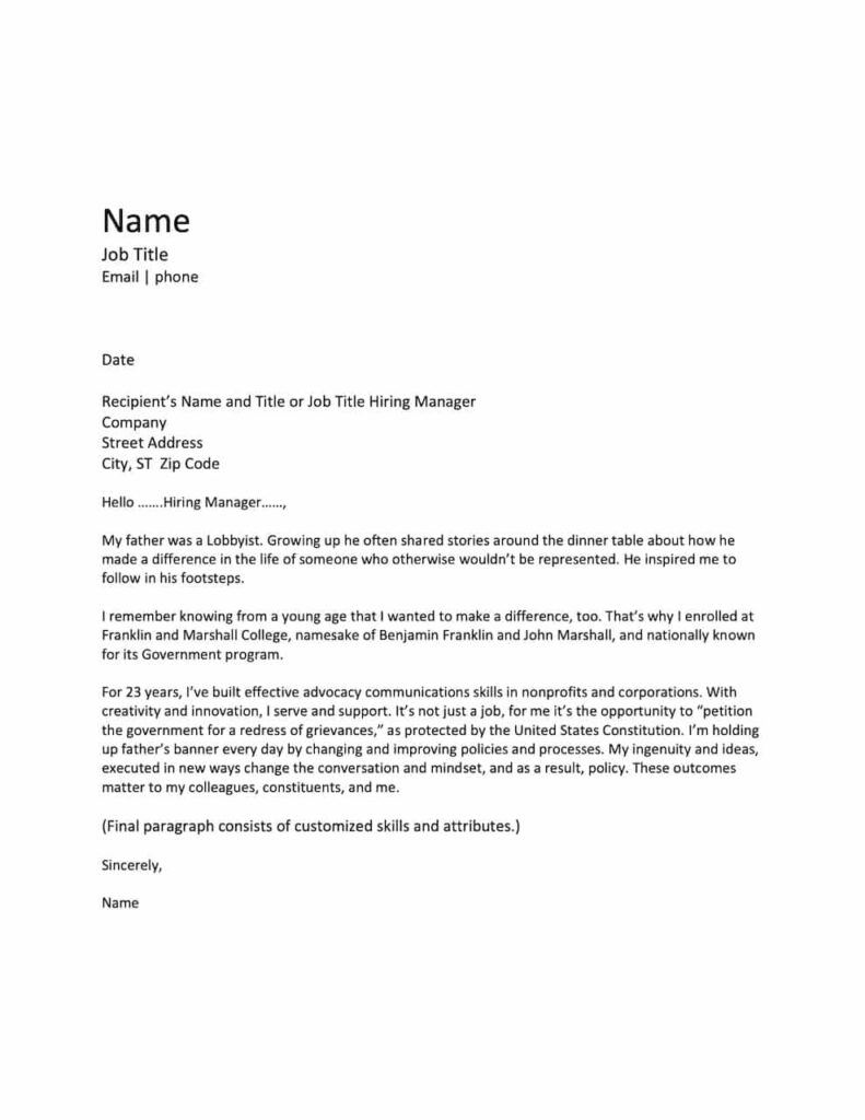 Sample Cover Letter – Thunder Resume