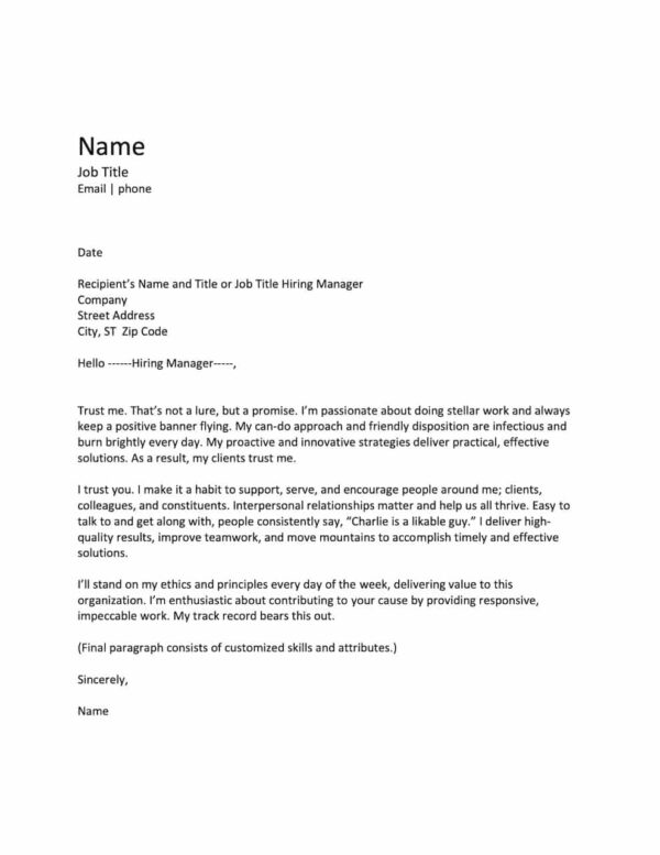 Sample Cover Letter – Thunder Resume