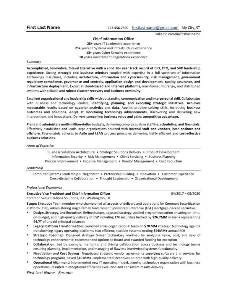 Sample Resume – Thunder Resume