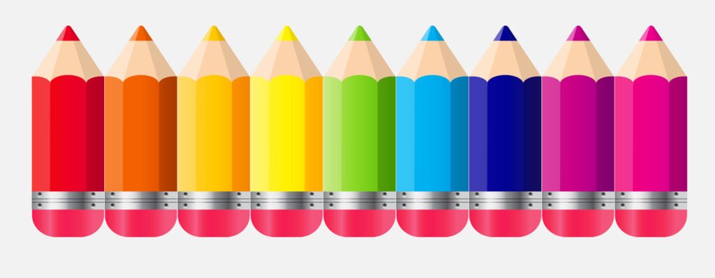 Set of colored pencils.
