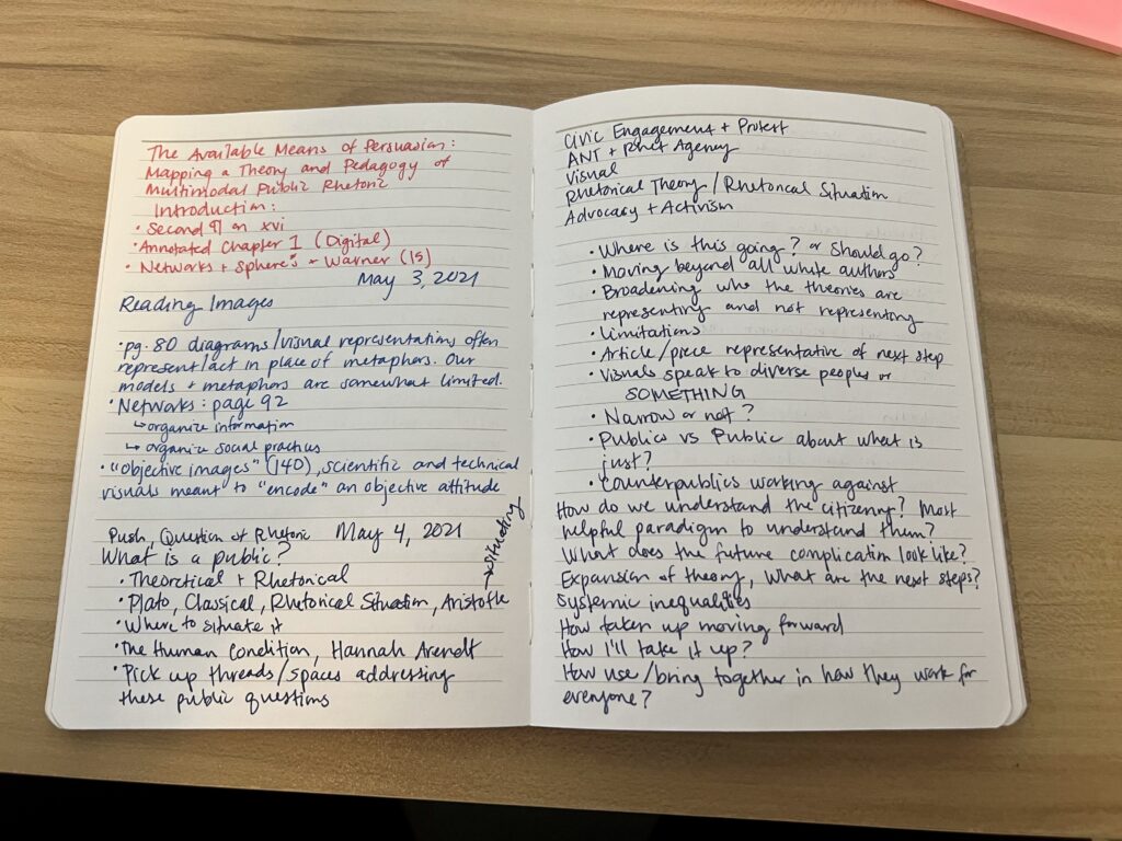 Journal open to a page with entries on both sides