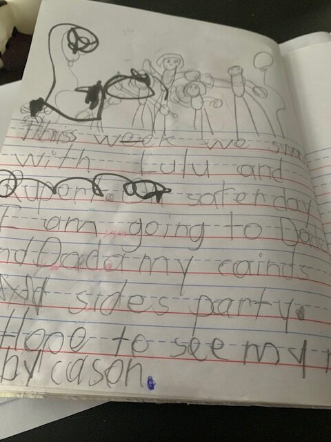 Millie writes about her week. Caption to the side of the photo.