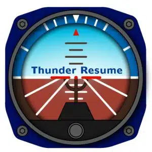 Airplane Altimeter Gauge with words Thunder Resume.